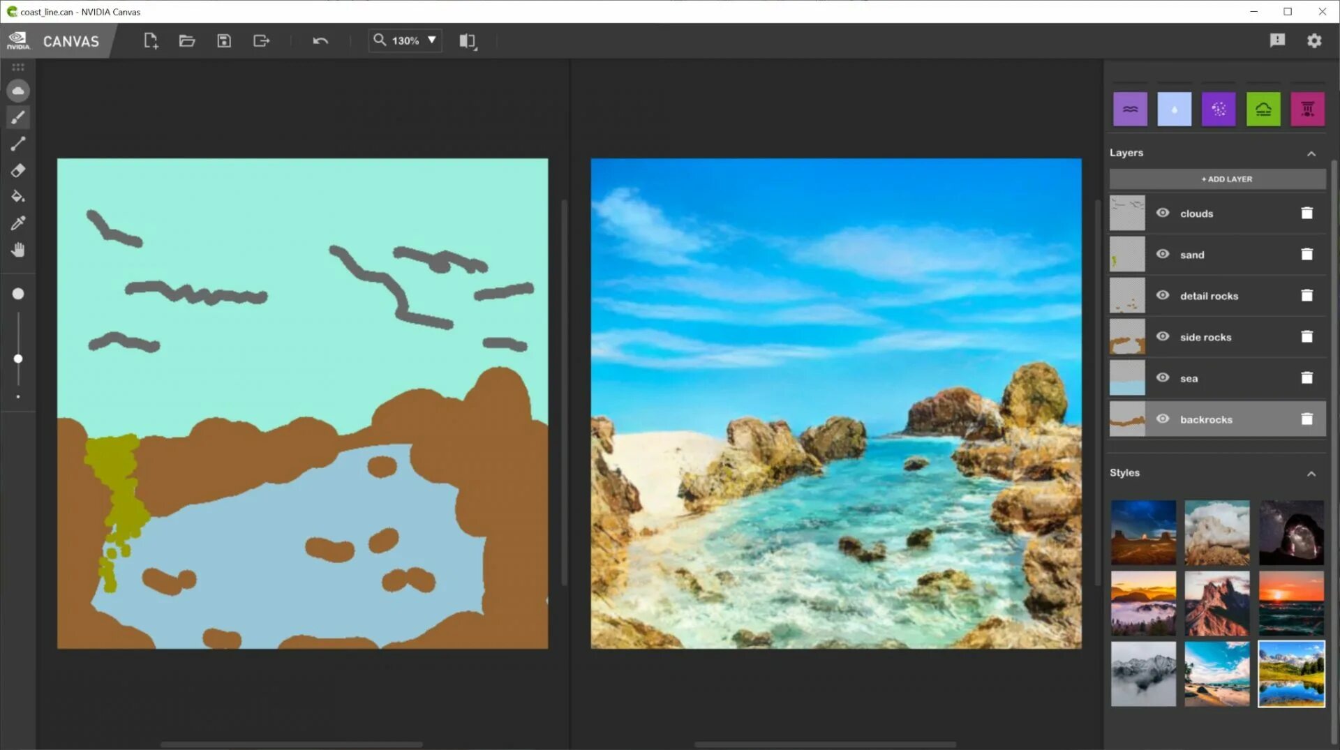 Ai canvas. Gaugan2. nvidia canvas. nvidia paint.