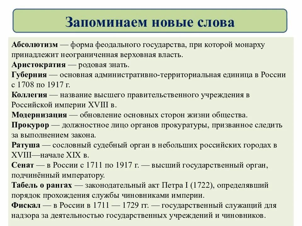 Провинция история 5 класс определение. Основные термины при Петре 1. Губерния термин по истории. Термины история России 8 класс. Термины по истории 8 класс.