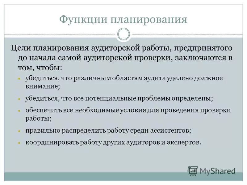 цель планирования аудиторской проверки