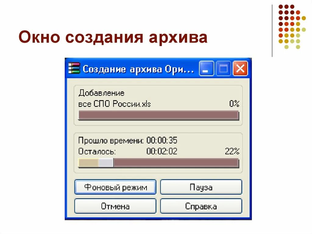 Создание архивных данных. Окно создания архива. создание архива данных. окно извлечения архива. как создать архив информатика.