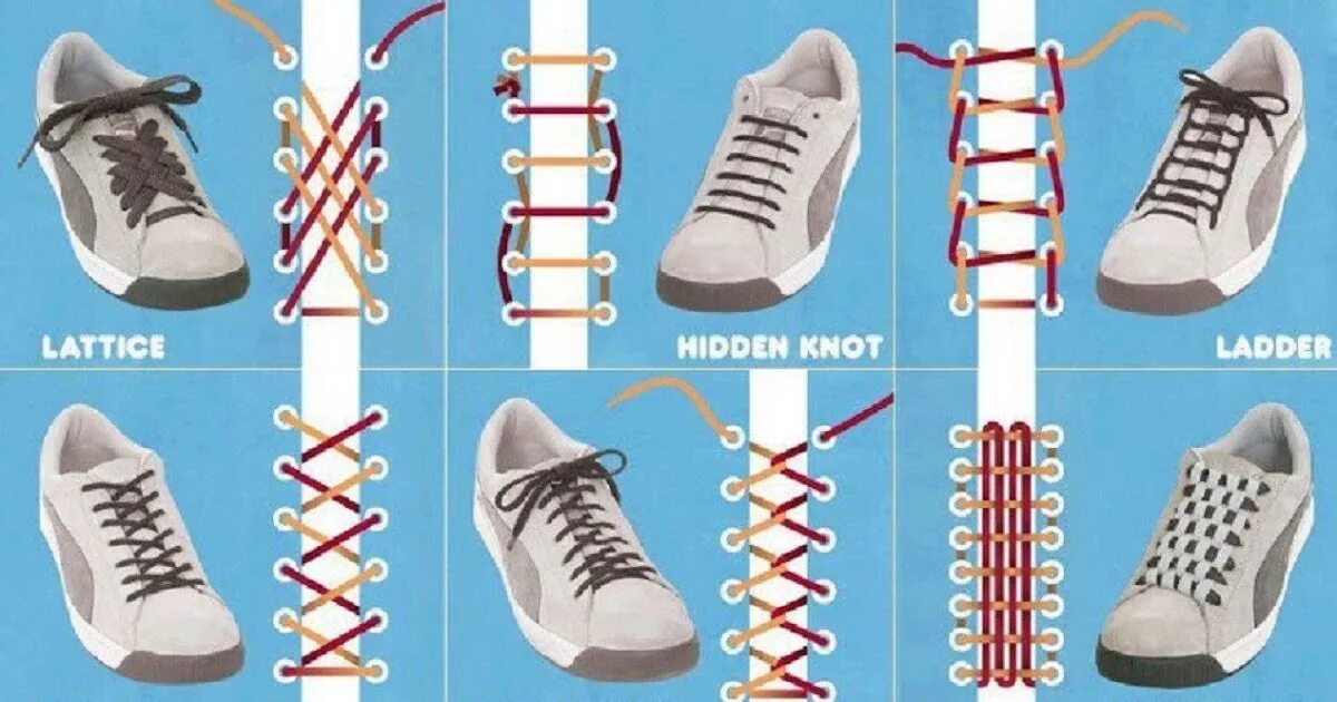 Как завязать кроссовки чтобы не торчали шнурки. Шнуровка кроссовок. Интересная завязка шнурков. Красивые способы шнуровки. Способы завязывания шнурков.