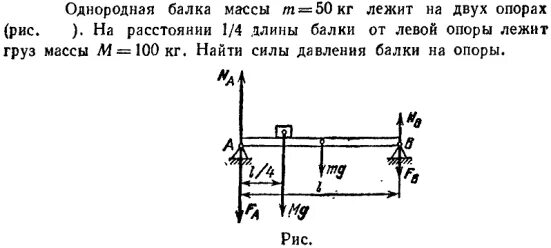 К горизонтальной легкой рейке. Однородная балка лежит на двух опорах. Силы действующие на балку. Однородная балка. Балка на двух опорах.