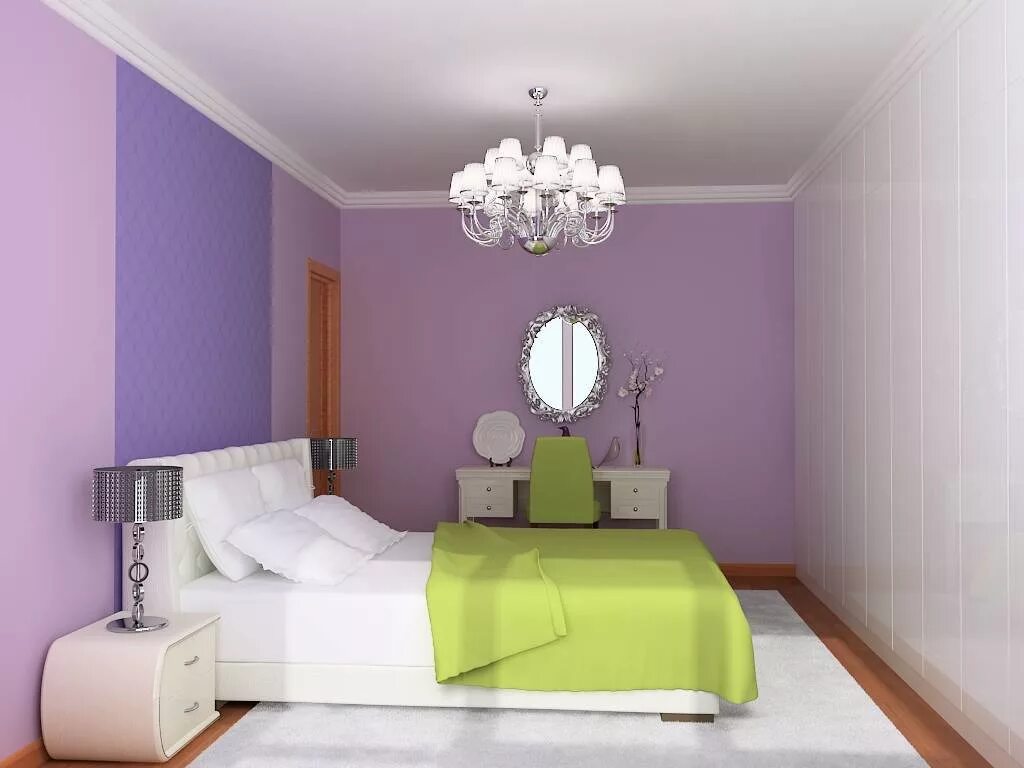 Сиреневый цвет стен. Красивый цвет стен. Спальня в сиреневых тонах. Покрашенные стены в интерьере. Краски под обои цвета