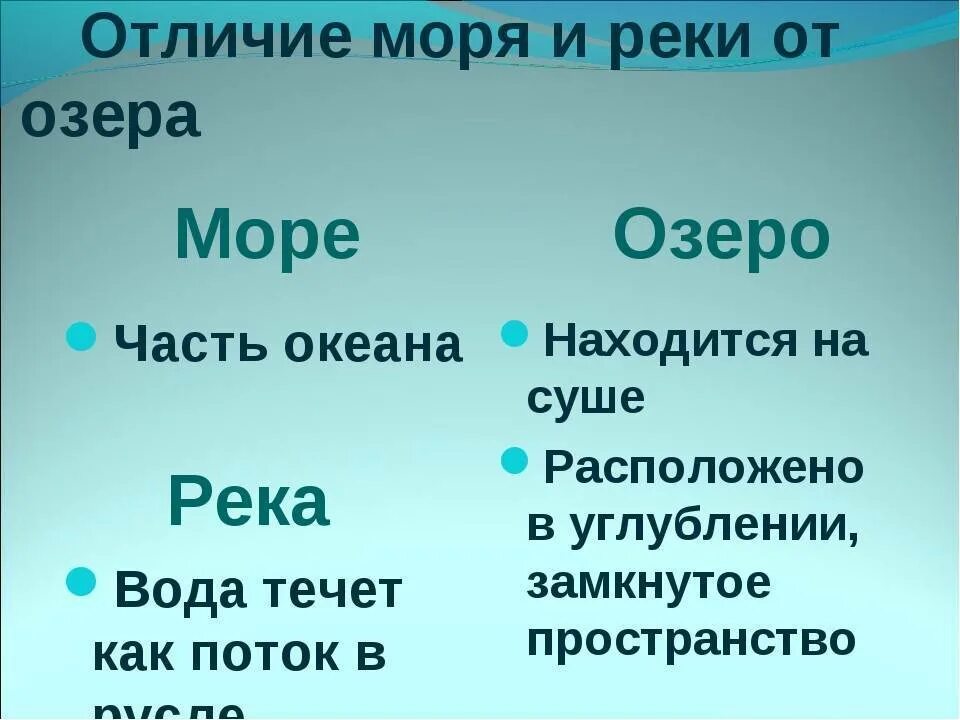 Признаки озера 6 класс. Чем отличается море от озера. отличие моря от озера. отличие реки от озера. чем отличается озеро от реки.