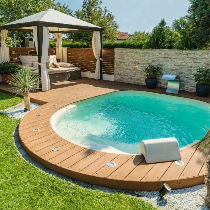 Aqua-Wood Round semi-inground wood pool in 2025 Backyard pool landscaping, Pool 
