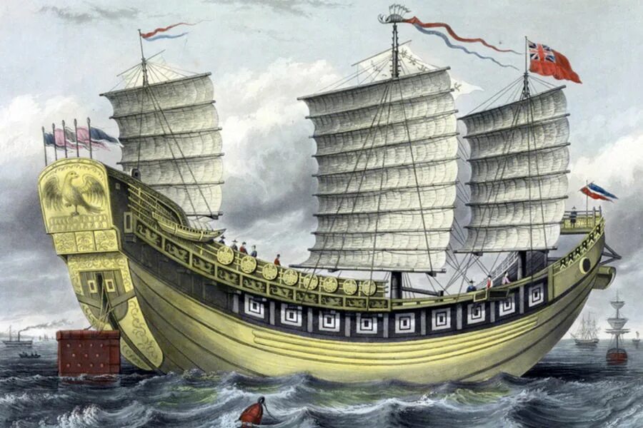Китайское судно с парусами циновками 6. Китайские джонки 19 век. Джонка Чжэн Хэ. Китайские джонки 15 века. Джонка корабль.