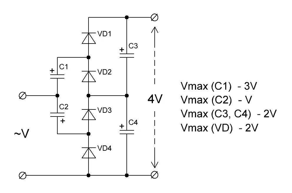 Диодный умножитель напряжения схема. Диодно конденсаторный умножитель напряжения. Умножитель напряжения схема удвоителя напряжения.