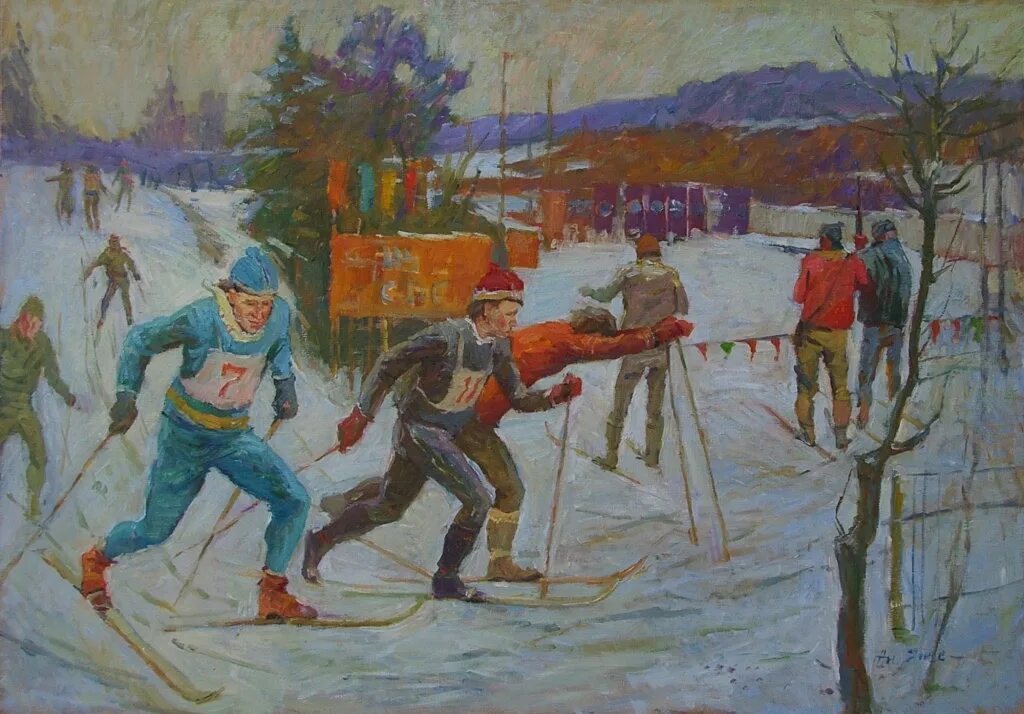 Картина лыжники. Дейнека лыжники картина. А. Дейнека. Лыжники. 1950 Г..