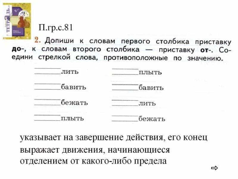 Стадо близкое по значению слово. Допиши слова. Приставки с противоположным значением. Слова с приставками противоположными и близкими по значению. Допиши слова к приставка съ.