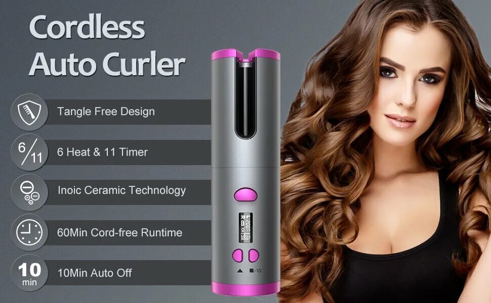Automatic curler. Cordless hair Curler. Cordless Automatic Curler. Плойка для завивки волос Cordless Automatic hair Curler. Curling Iron Automatic.