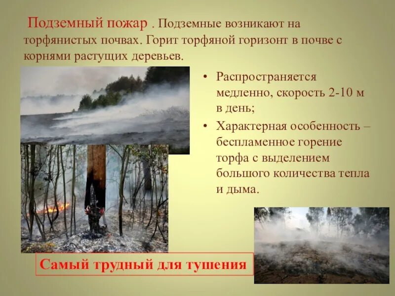 Торфяной пожар определение. Лесные и торфяные пожары. подземные пожары причины. подземные пожары это кратко. пожар для презентации.