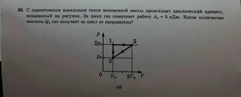 При изменении состояния идеального одноатомного газа