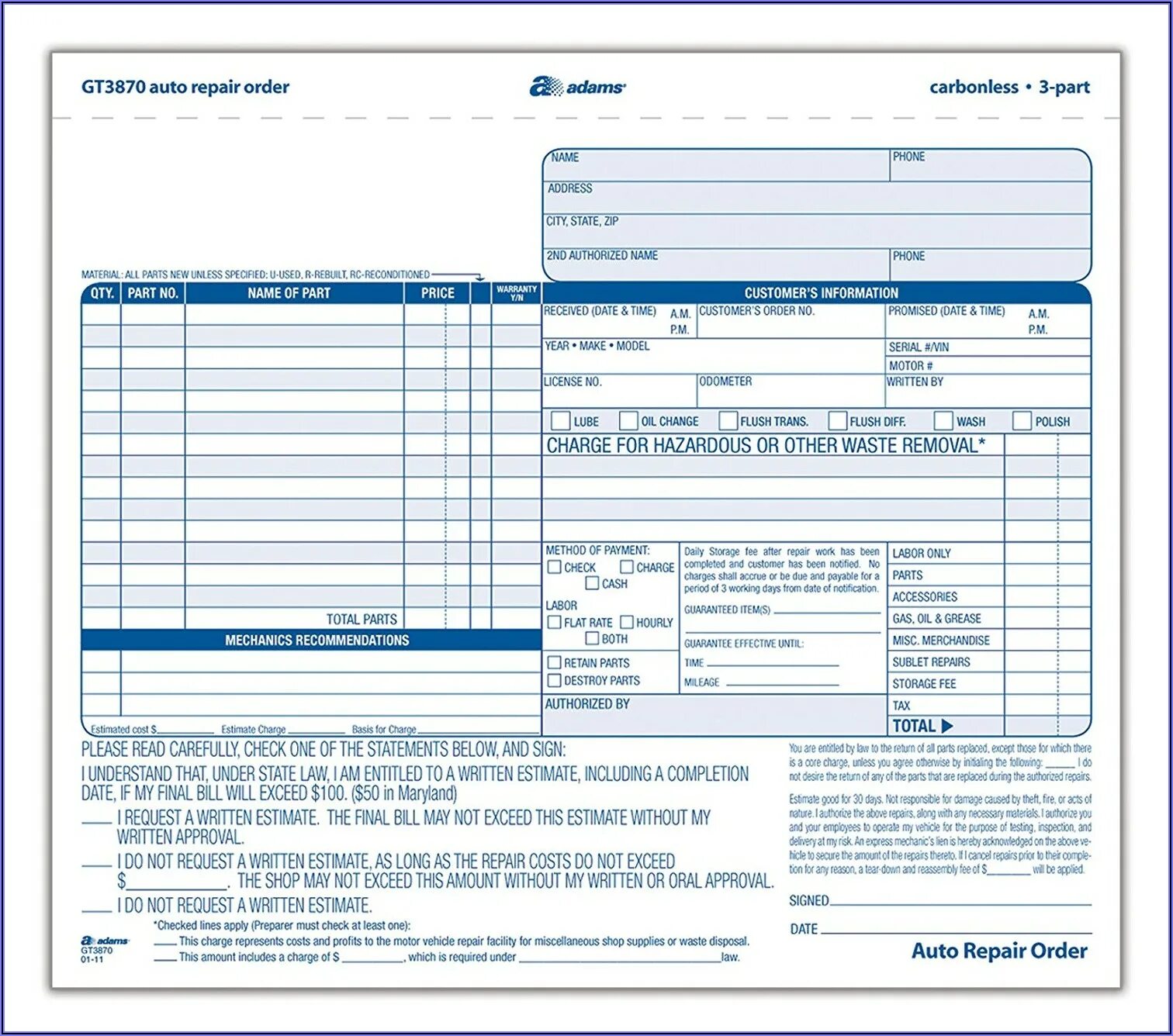 Order auto