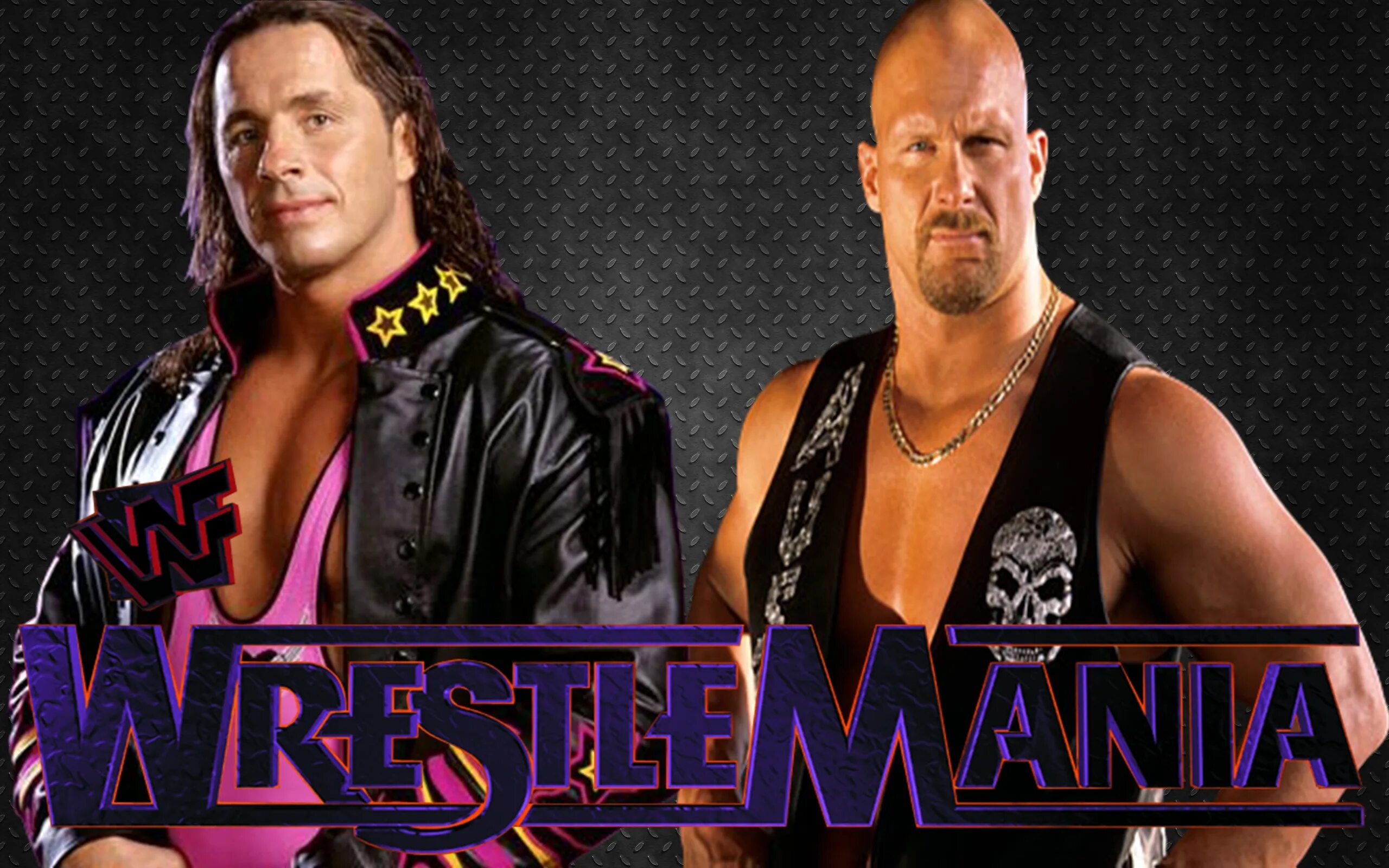 WWE wrestlers. WRESTLEMANIA 13 Bret Hart defeats Steve Austin.