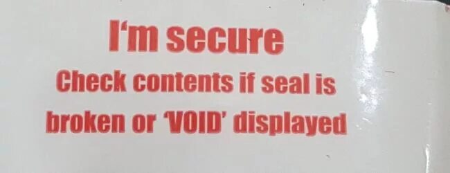 Check is broken. I&#039;m secure check contents if seal is broken or void displayed. do not accept if seal is broken.