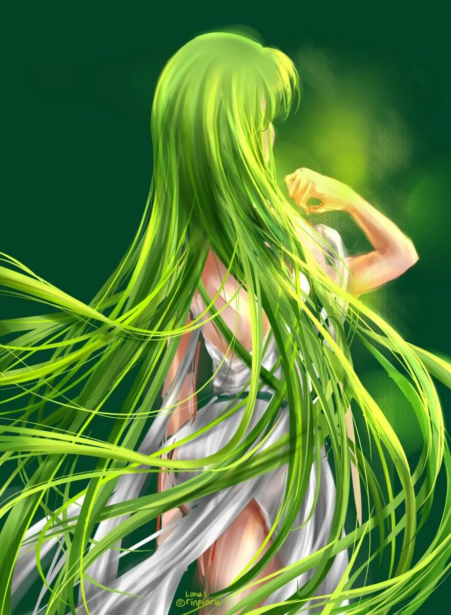 Зеленый цвет арты. Йоко Зеленоволосая. Девушка с зелеными волосами арт.