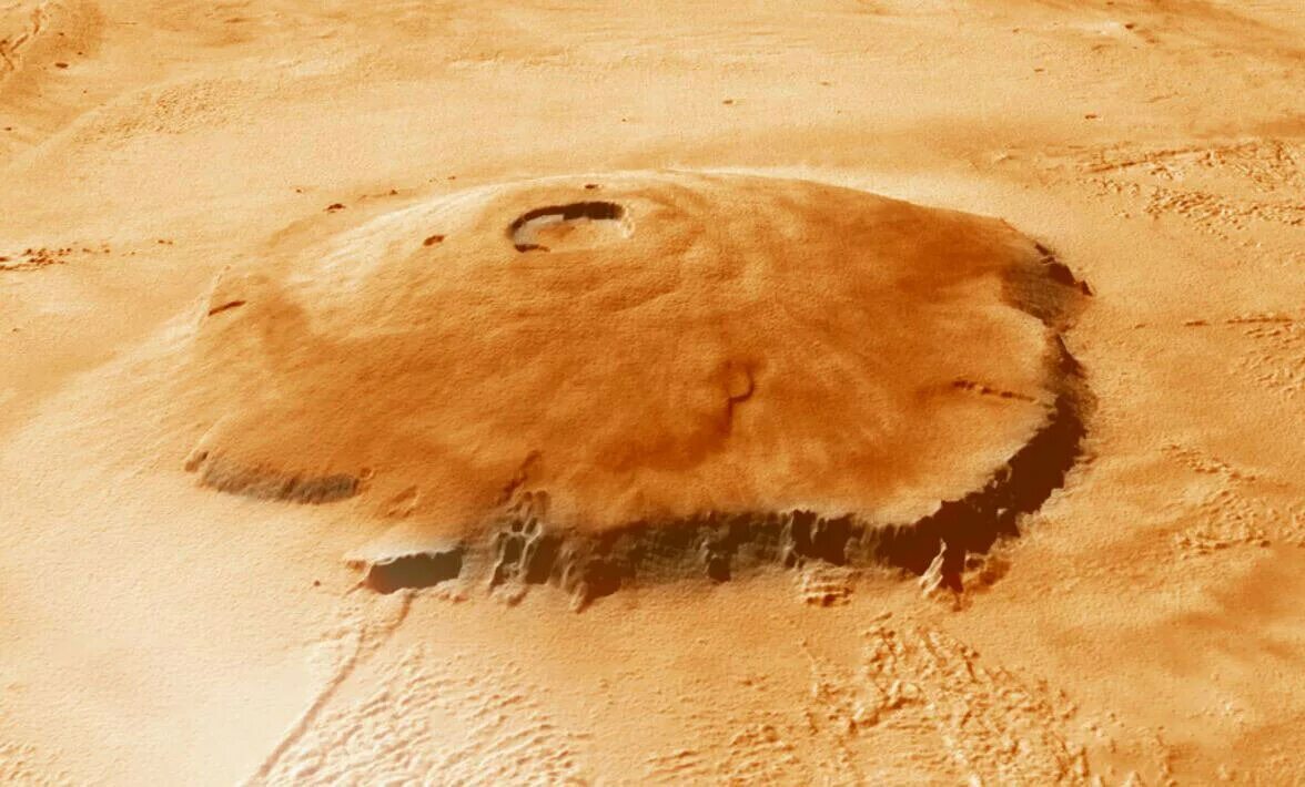 Самая высокая гора в солнечной системе находится. Гора Олимп на Марсе. Марсианский потухший вулкан гора Олимп. Вулкан Олимп на Марсе. Марс Планета гора Олимп.
