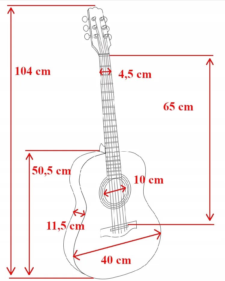 Размер корпуса гитары 4/4. Размеры гитар. Размеры гитары классической. Габариты гитары. Толщина электрогитары