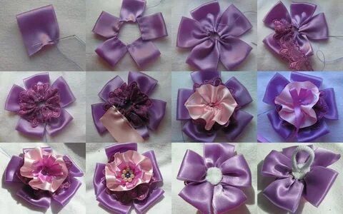 Фото инструкция цветы из лент
