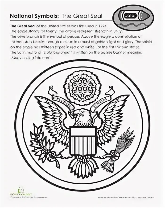 Symbole national цена 0.7. Герб США раскраска. Герб Америки разукрасить. Большая печать США. Эмблема США раскраска.