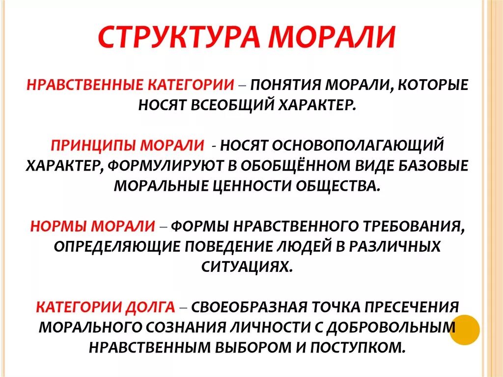 Назвать нравственные принципы. Структура морали категории принципы нормы. Структура моральных норм. Структура морали. Мораль категории принципы нормы.