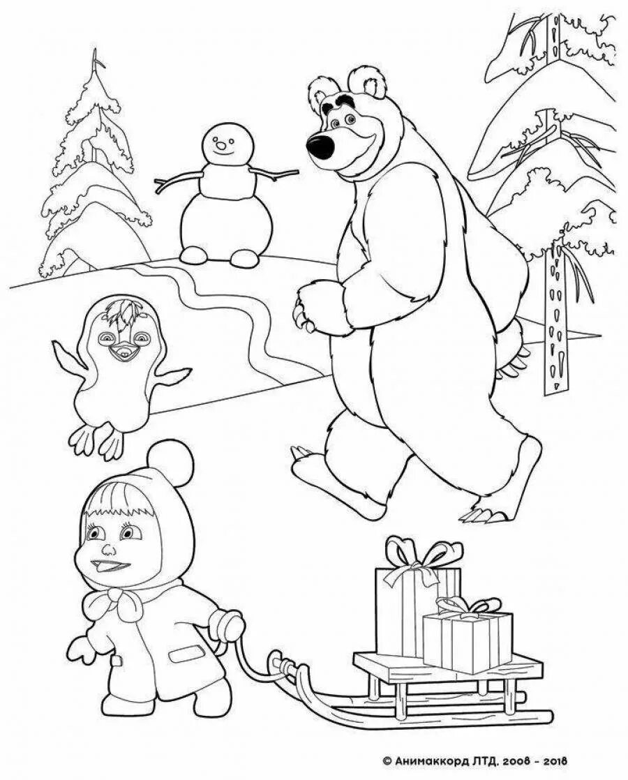 Новогодняя раскраска Маша и медведь печать. Детские разукрашки Маша и медведь. Раскраски для детей 5 лет Маша и медведь. Маша и медведь Новогодняя раскраска. Раскраска маша и медведь 2
