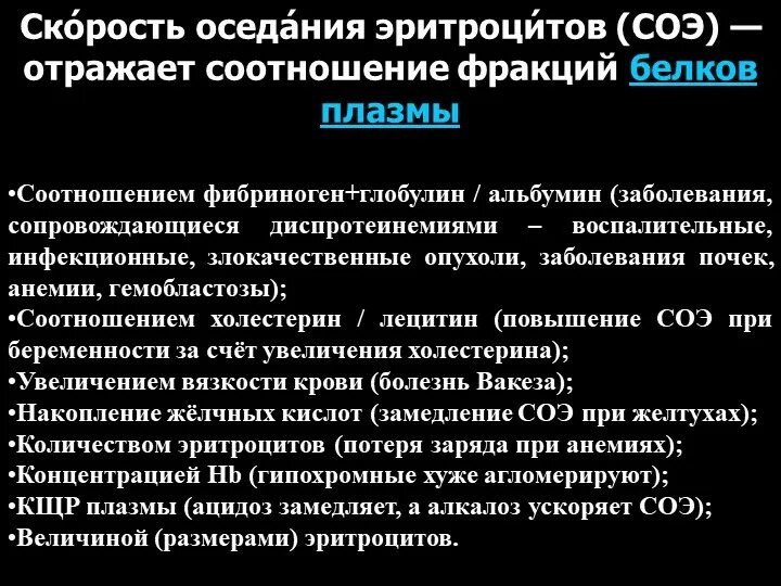 Скорость оседания эритроцитов повышена при беременности