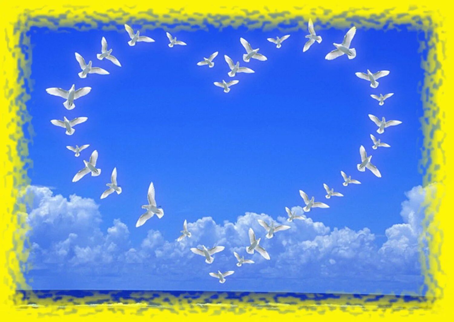 Мирного неба над головой с днем рождения. Голубое мирное небо. Голуби в небе. Открытка мирного неба. Небо голуби мир любовь.