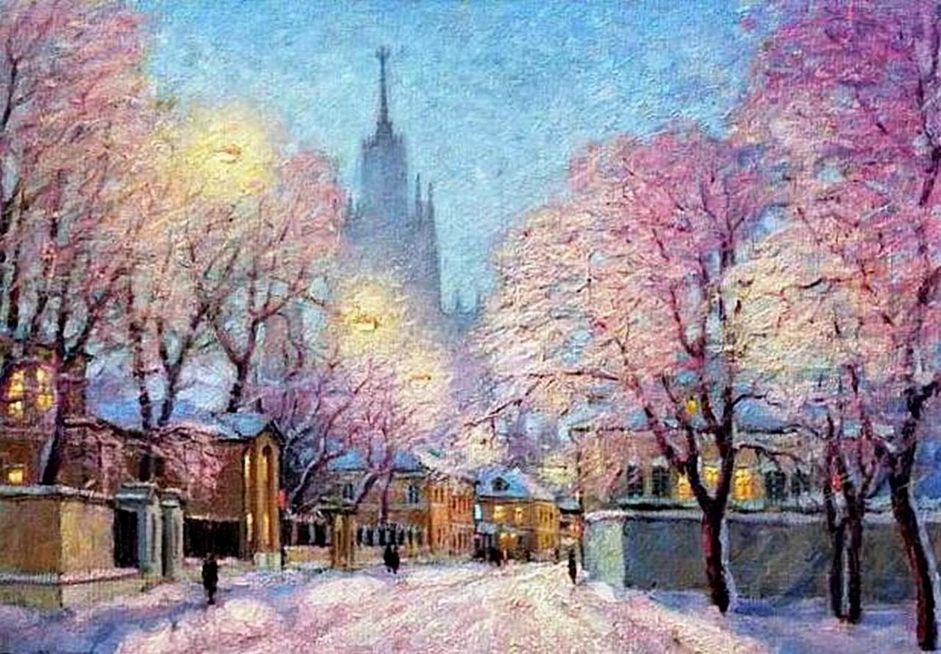 Зима в городе пейзаж