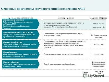Государственные программы поддержки малого и среднего бизнеса
