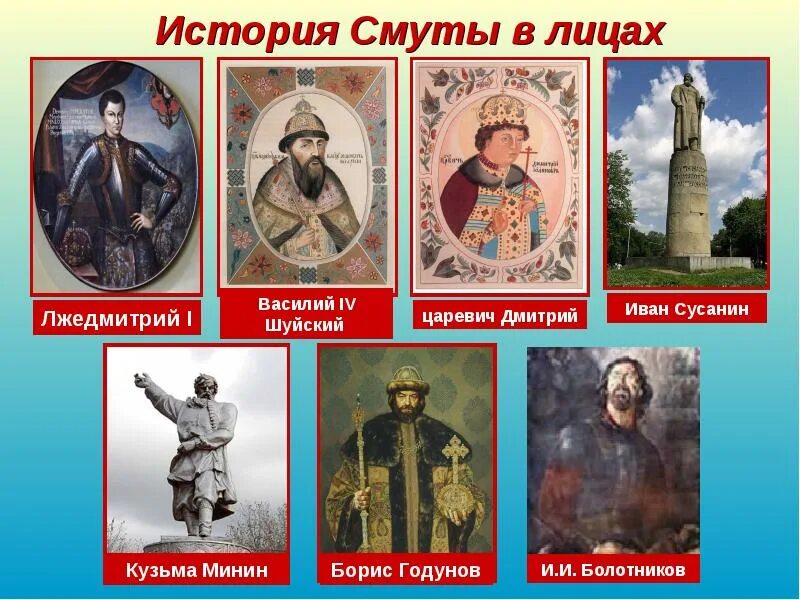 Представители смуты. Действующие лица смуты. цари смутного времени. смута в лицах. основные действующие лица смутного времени.
