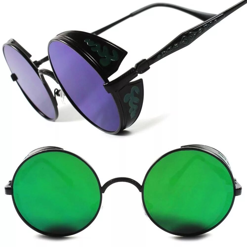 Очки вару. Зеленые круглые очки. Круглые зеленые солнцезащитные очки. Очки с зелеными стеклами.