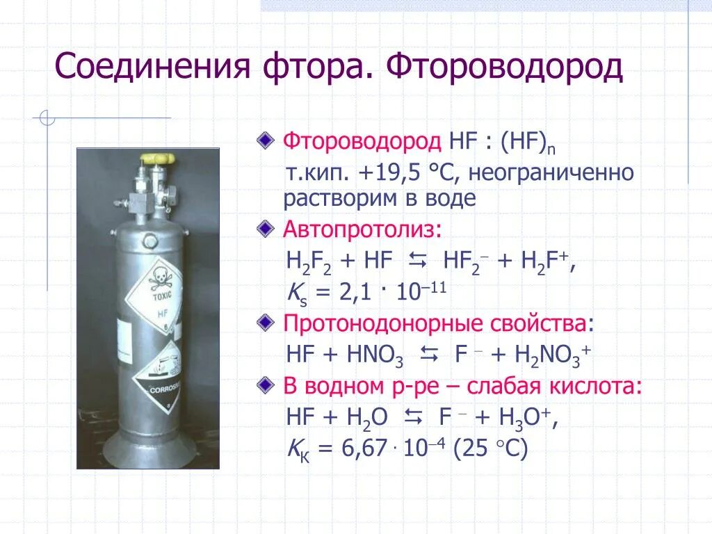 Фтор вступает в реакцию с. Соединения фтора. HF химические свойства. Соединения фтора формула. HF фтороводород.