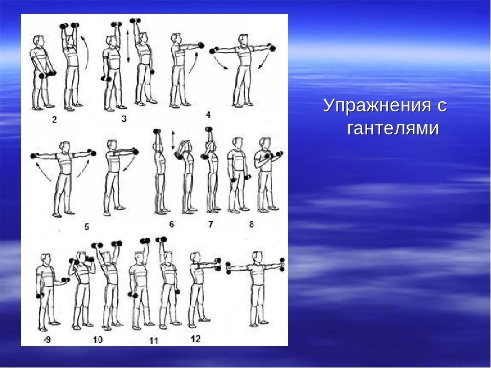 Комплекс упражнений с гантелями для детей. Упражнения с гантелями для мальчиков. Комплекс с гантелями для детей. Зарядка с гантелями для мужчин.