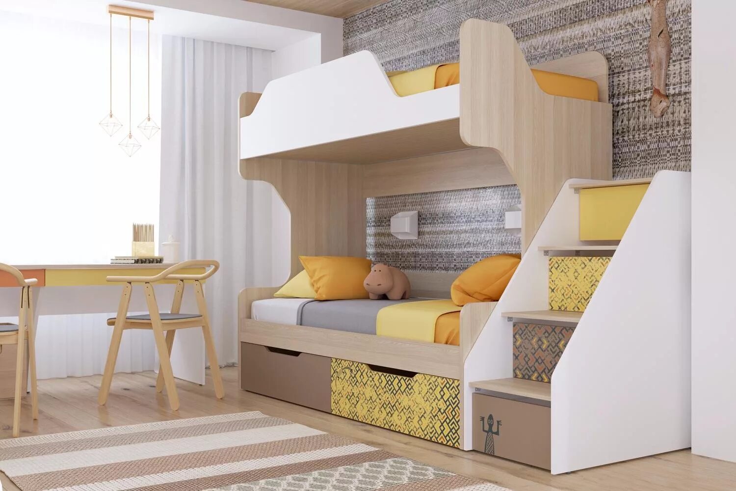 Кровать "киви" 139. Для 2 х индивидуальных. Мебель для двух детей. Для 2 х индивидуальных. Детский уголок с двухъярусной кроватью.