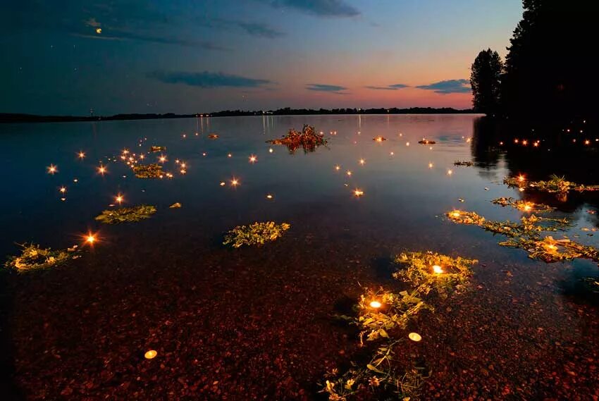 Венки плывут по воде. Купальский венок. Ивана купала венки на воде. Венок на воде. Плывет венок вдоль ночной реки.
