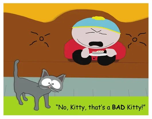 Включи mister kitty. Мистер Китти Южный парк. Cartman Bad Kitty. Eric Cartman Bad Kitty. Бебе и её кот тампер Южный парк.