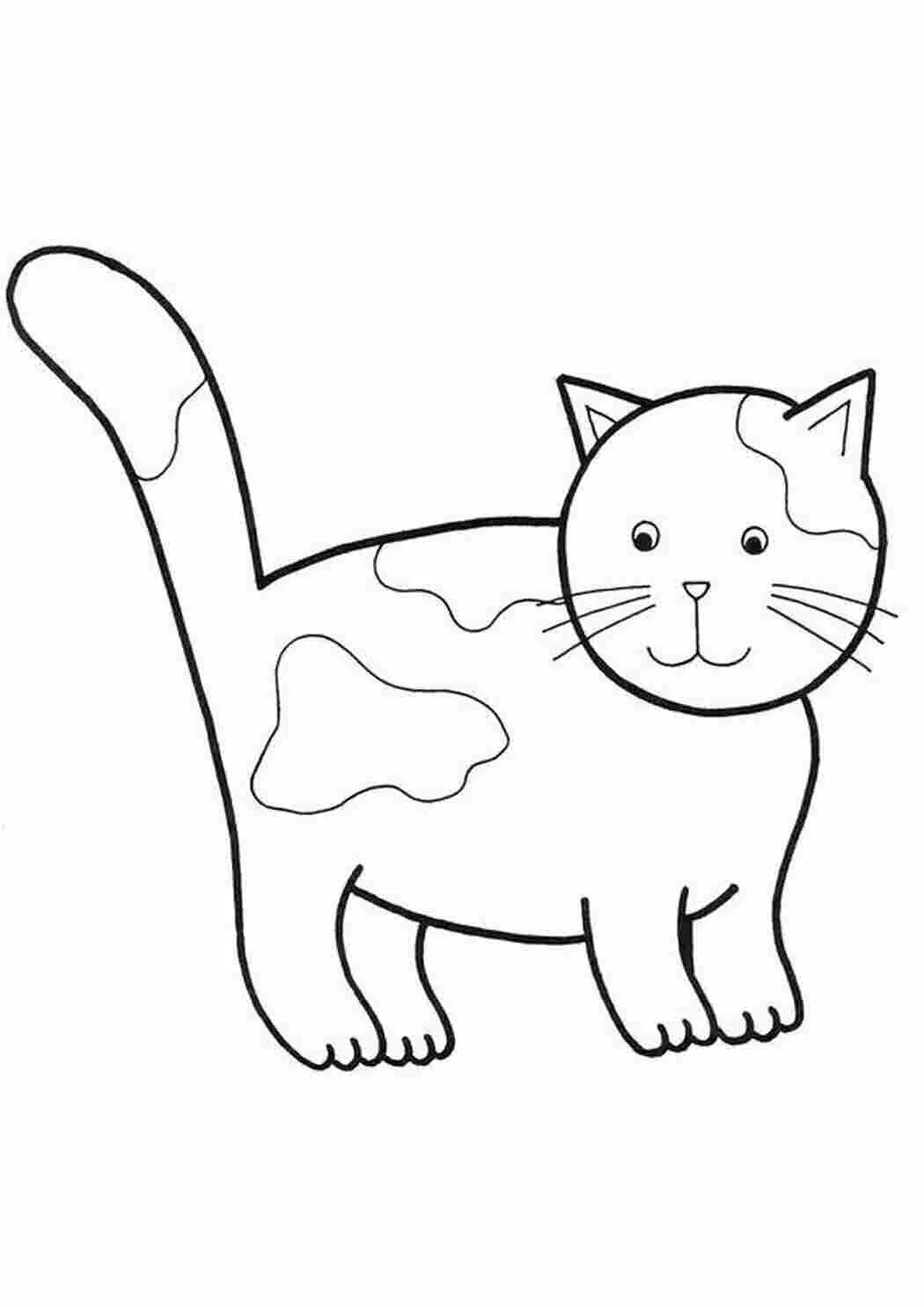Нарисовать шаблон. Контур кошка для детей. Контуры животных для детей. Шаблон кошки для рисования. Контуры животных для рисования.