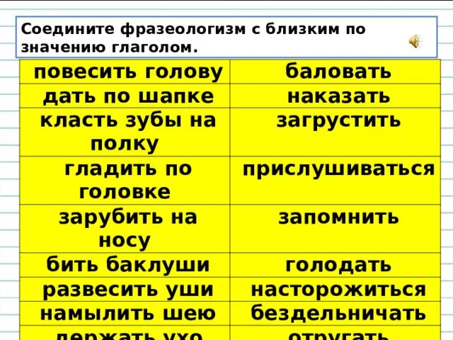 Включать голову значение фразеологизма. Фразеологизмы с глаголами. Соедините фразеологизмы и глаголы. Соединить фразеологизмы с их значением. Глагольные фразеологизмы.