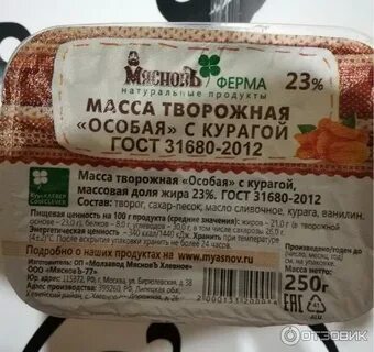Творожная масса калорийность