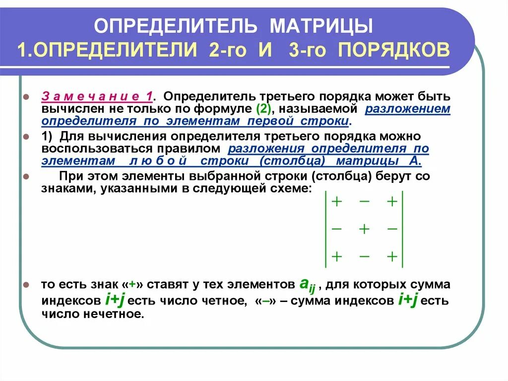 Определите второго порядка. Определитель второго и третьего порядка матрицы. определители 1-го, 2-го, 3-го порядков матрица. порядок определителя матрицы это. определитель матрицы 2 и 3 порядка.