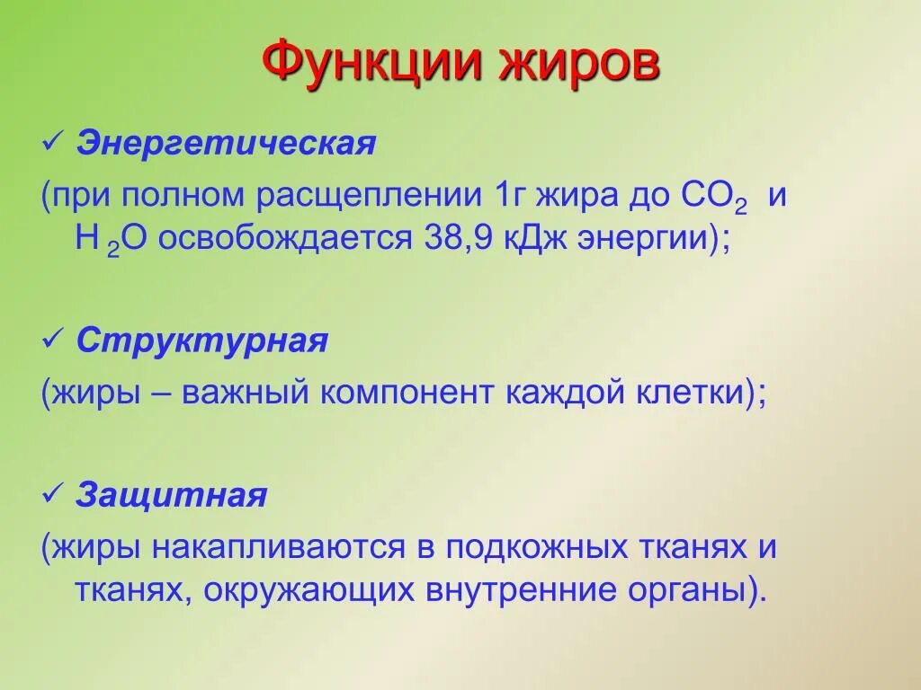 Жиры функции в организме