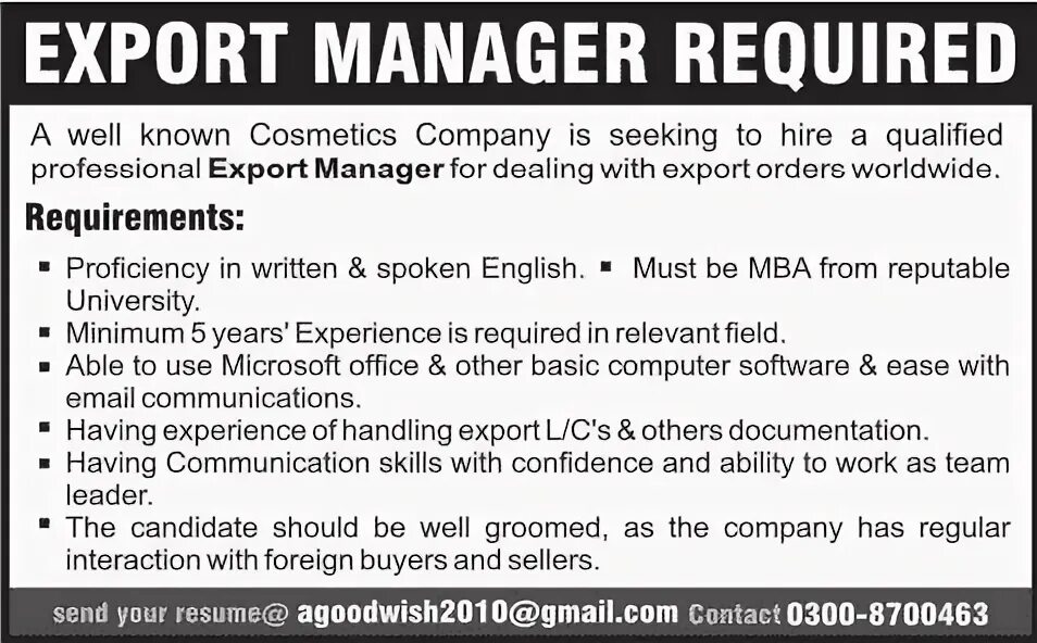 Export manager