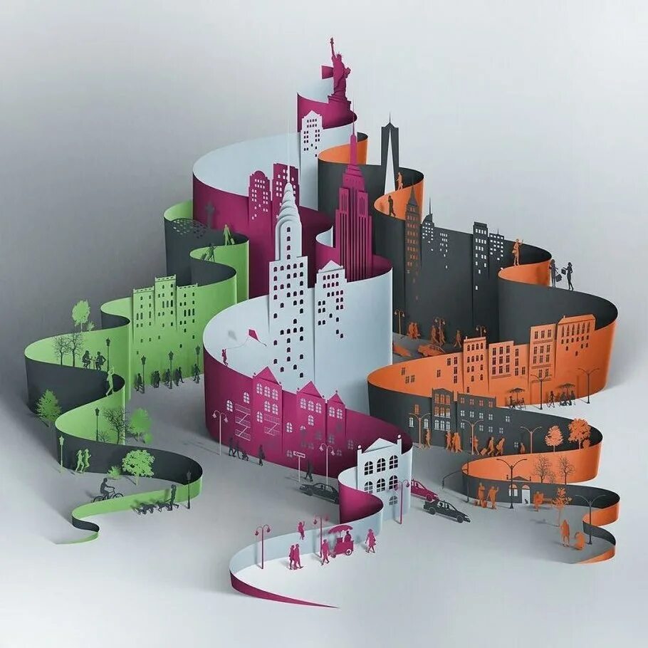 Что можно сделать для города. Эйко Ояла. Объемная композиция в архитектуре. Дизайнерские макеты. Архитектурное сооружение из бумаги.