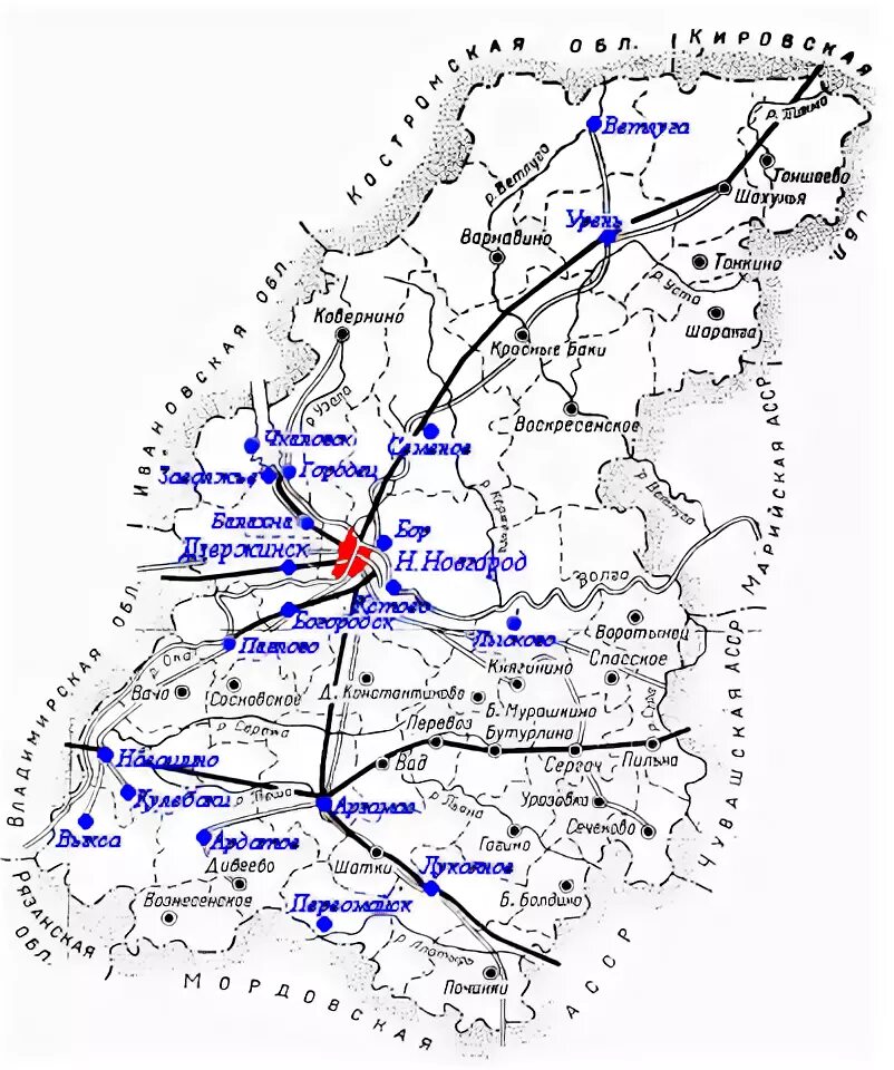 Карта рек Нижегородской области. Схема железной дороги Нижегородской области. Нижегородская область карта с ж/д. Карта Нижегородской обл.