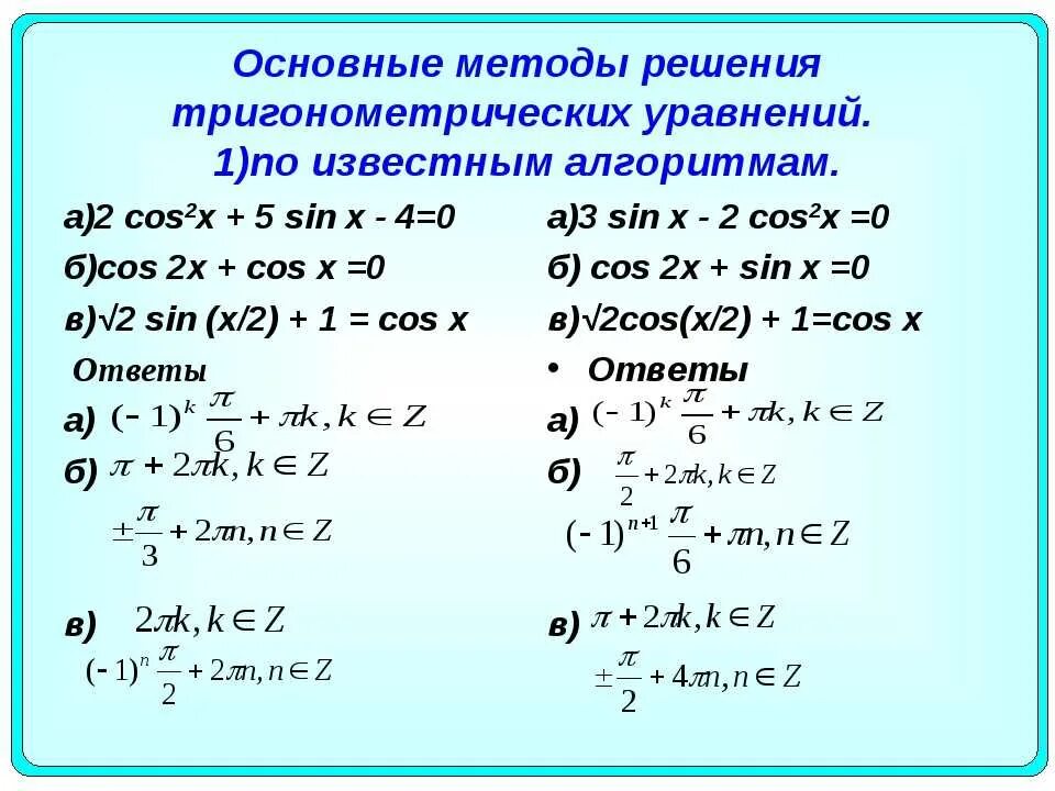 Тригонометрические функции примеры с решениями