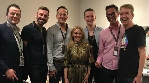 Leo Varadkar, Mr Varadkar’s partner Matt and friends with Kylie Minogue at ...