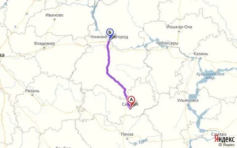 Саранск нижний новгород расстояние на машине