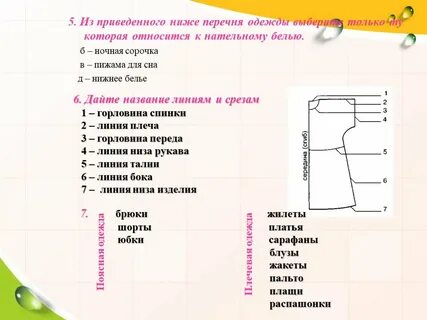 Занятия по изготовлению одежды белья список