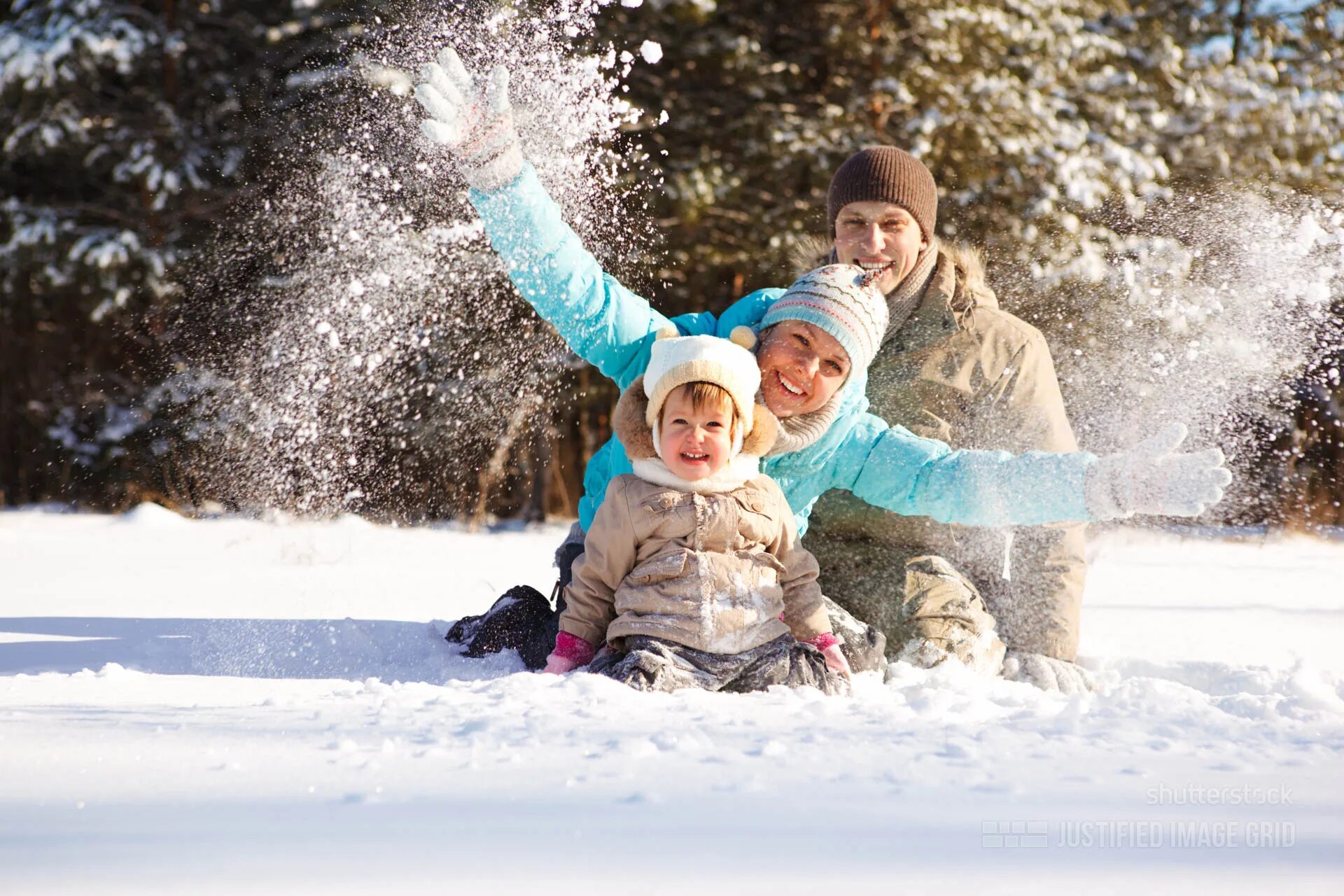 Child playing in the snow